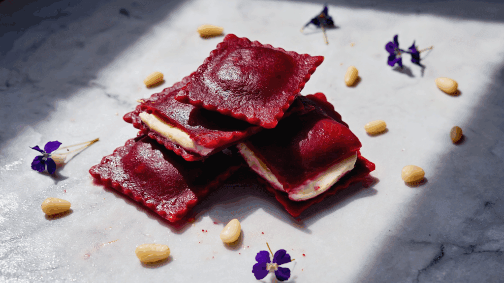 Vegan Red Beet Ravioli Cashew Ricotta Recipe